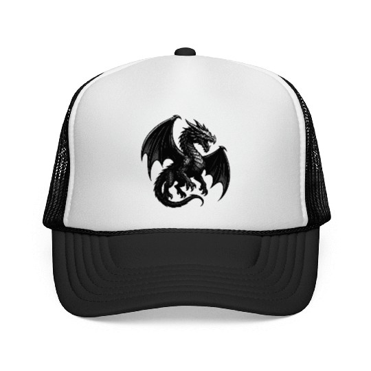 Dragon Design - Minimalist Mythical Creature Trucker Caps