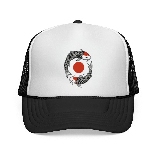 Koi Fish Yin Yang Symbol Trucker Caps