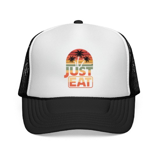 Tropical Sunset Just Eat Design Trucker Caps