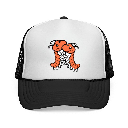 2 caterpillars cute two friends loving couple team Trucker Caps