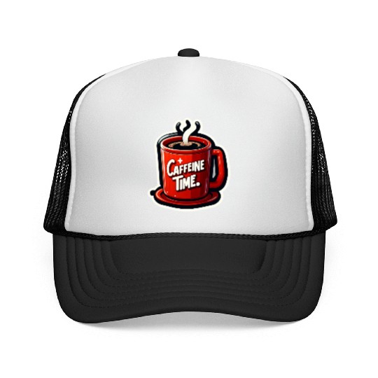 Caffeine Time Bold Graphic Trucker Caps