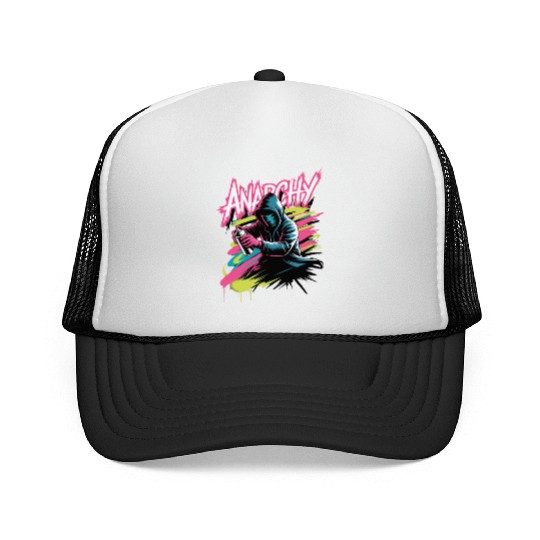 Graffiti-Inspired Hooded Rebel Design Trucker Caps
