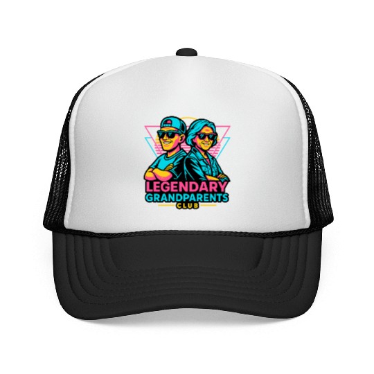 Legendary Grandparents Retro Neon Trucker Caps
