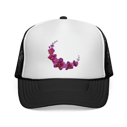 Violet Moon Orchid Flower branch illustration Trucker Caps