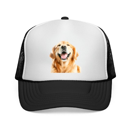 Joyful Golden Retriever Illustration Trucker Caps