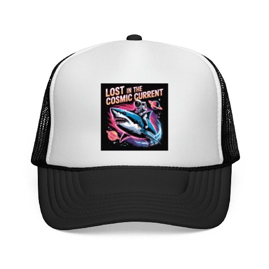 Cosmic Shark Astronaut Design Trucker Caps