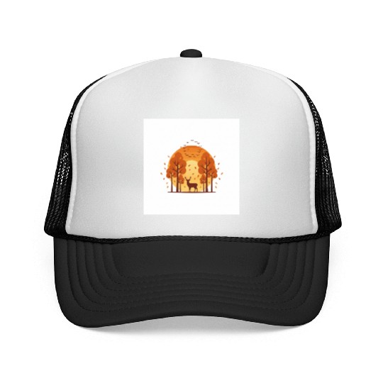 Autumn Sunset Forest Scene Trucker Caps