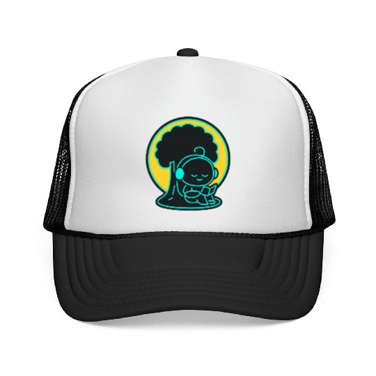 Peaceful Tech Reading Under Tree Trucker Caps