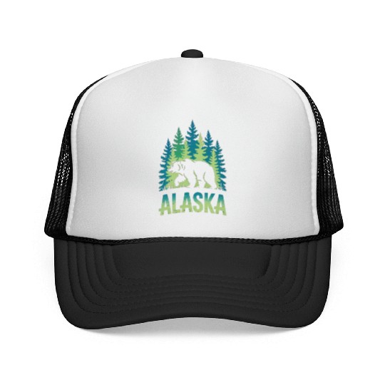 Alaska Wilderness Bear Scene Trucker Caps