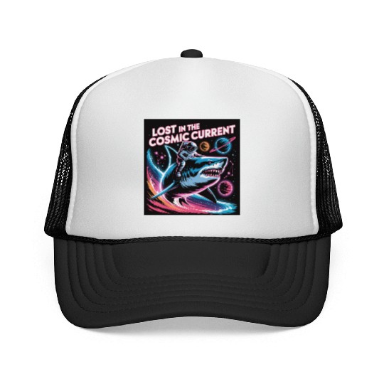 Cosmic Adventurer Shark Print Trucker Caps