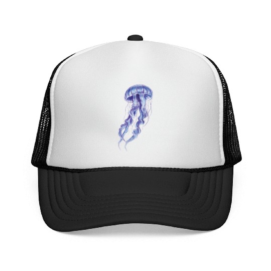 Bioluminescent Purple Jellyfish Illustration Trucker Caps