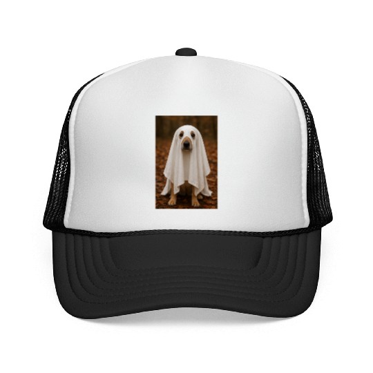 Autumn Forest Ghost Dog Tapestry Trucker Caps