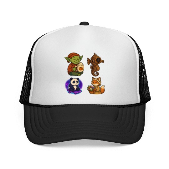 Whimsical Forest Creature Collection Trucker Caps
