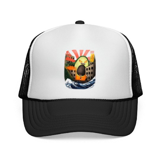 Giant Avocado Kaiju Monster Attack Urban City Trucker Caps
