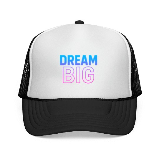 Dream Big Neon Retro Typography Trucker Caps