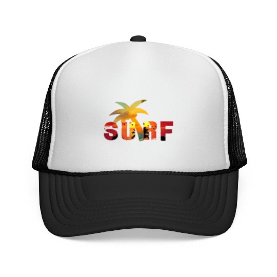 Sunset Palm Scene Trucker Caps Design