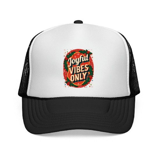 Festive Holiday Joyful Vibes Design Trucker Caps
