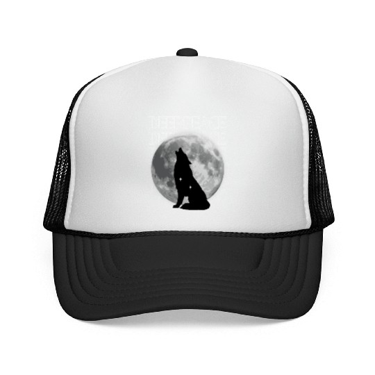 Wolf Howling at Full Moon Design Trucker Caps