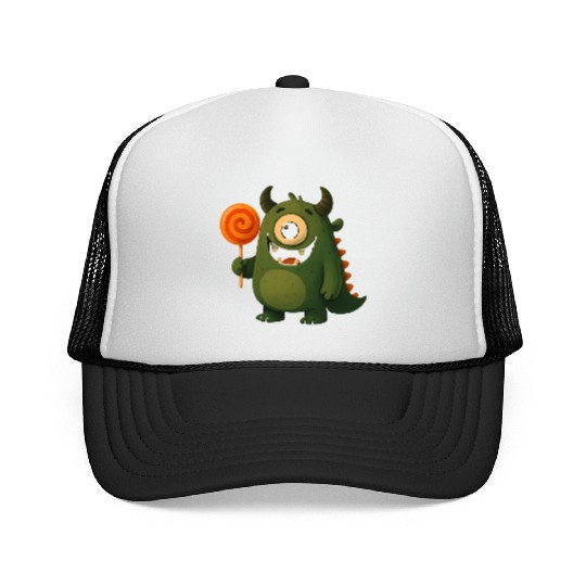 Whimsical Monster with Lollipop Trucker Caps