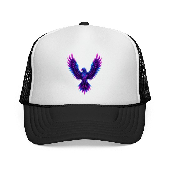 Vivid Blue-Purple Mythical Phoenix Trucker Caps