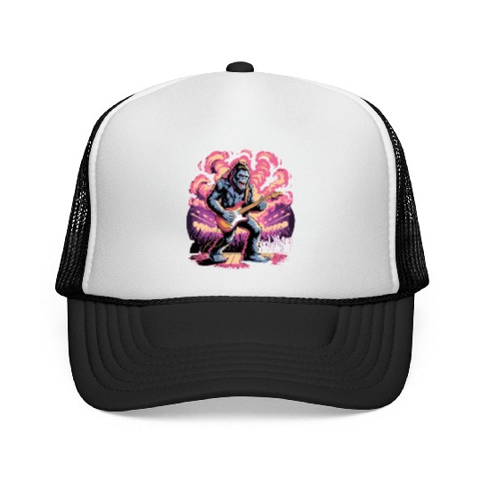 Rocking Sasquatch Guitar Legend at Concert Stage Trucker Caps