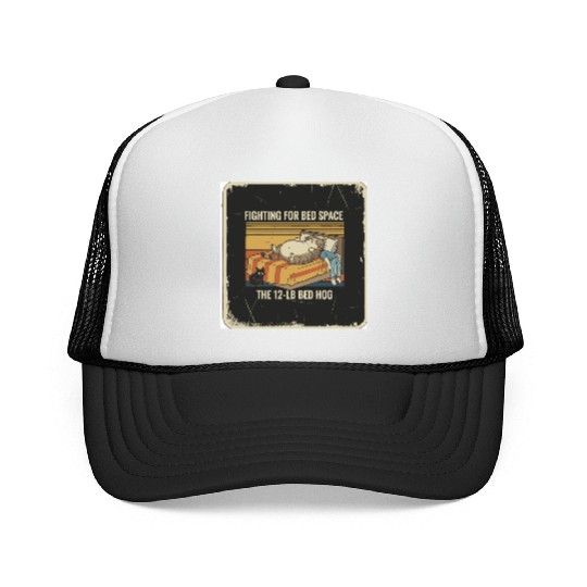 Fighting for Bed Space Cat Design Trucker Caps