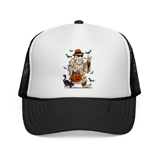 Funny Bigfoot Ghost Halloween Costume Sasquatch Trucker Caps
