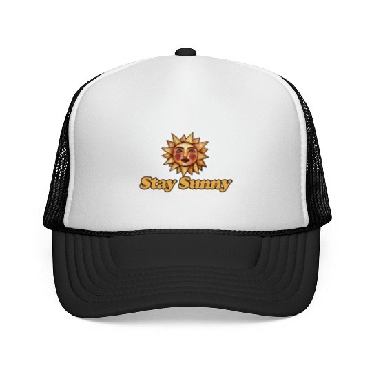 Sun and Smiley Face Motivational Design Trucker Caps