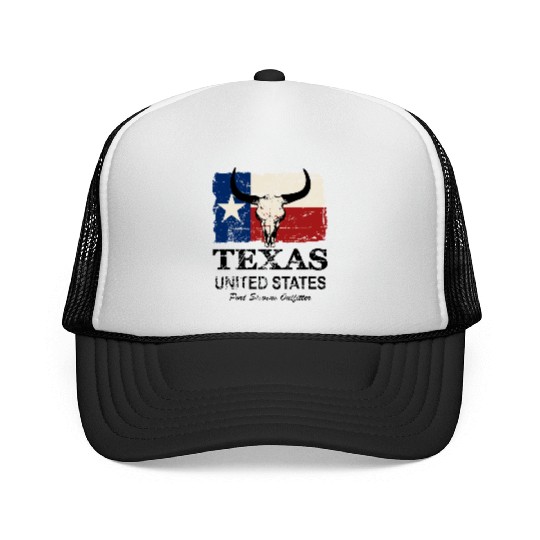 Texas Bull Flag - Vintage Look Trucker Caps