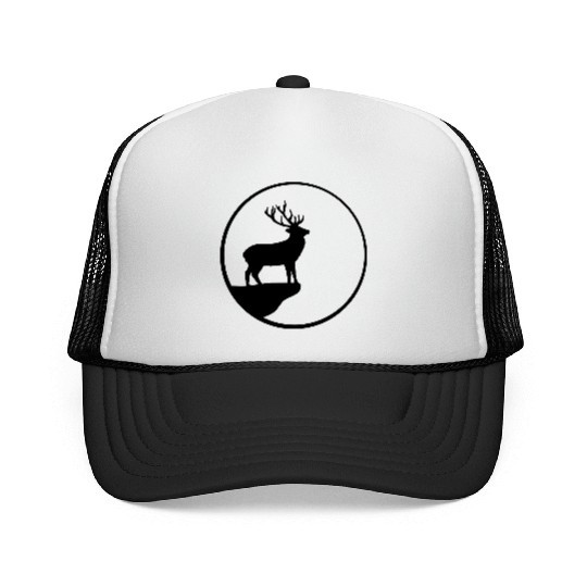 Black deer cliff moon sun rock night weir wolf cir Trucker Caps