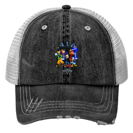 disneys Kingdom Hearts Magical Characters Mash Up Chest Logo Trucker Hats