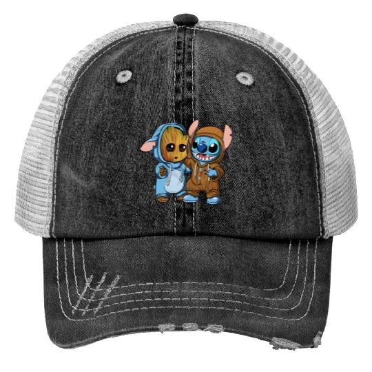 Disney Groot and Stitch Friends Funny Trucker Hats