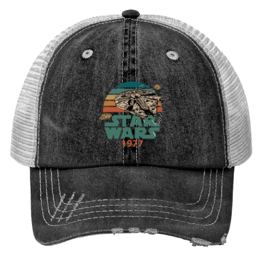 Star Wars 1977 Millennium Falcon Star Death Star  Trucker Hats Disneyland Summer Trip 2023 Trucker Hats
