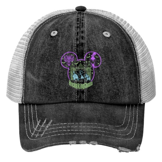 Beware Of Hitchhiking Ghosts Halloween Trucker Hats, Disney Haunted Mansion, Disney Halloween Trucker Hats