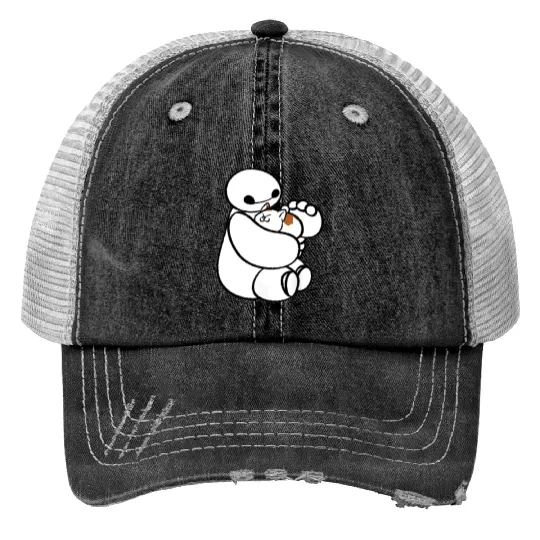 Lovely Baymax With Cat Trucker Hats, Baymax With Cat Disney Trucker Hats, Baymax Trucker Hats, Big Hero 6 Trucker Hats, Disney Gift