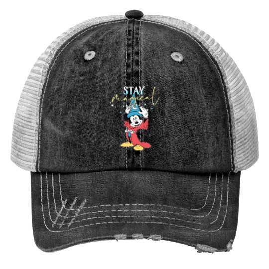 Retro Sorcerer Mickey Stay Magical Trucker Hats, Fantasmic Disneyland Trucker Hats
