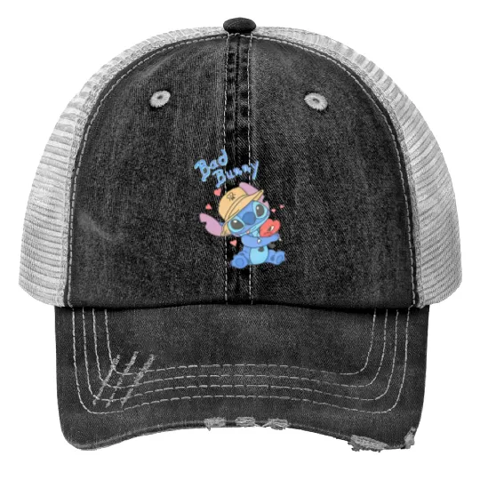 Stitch Bad Bunny Trucker Hats, Disney Bad Bunny Trucker Hats, Lilo and Stitch Trucker Hats