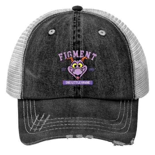 Disney Figment Trucker Hats, Purple Dragon Trucker Hats, Figment Est 1983 Print Trucker Hats