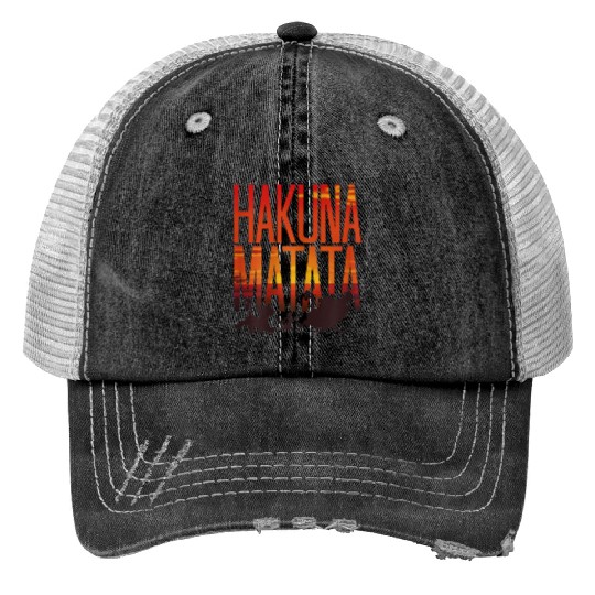 Disneyss The Lion King Hakuna Matata Sunset Group Shot Shadows Trucker Hats