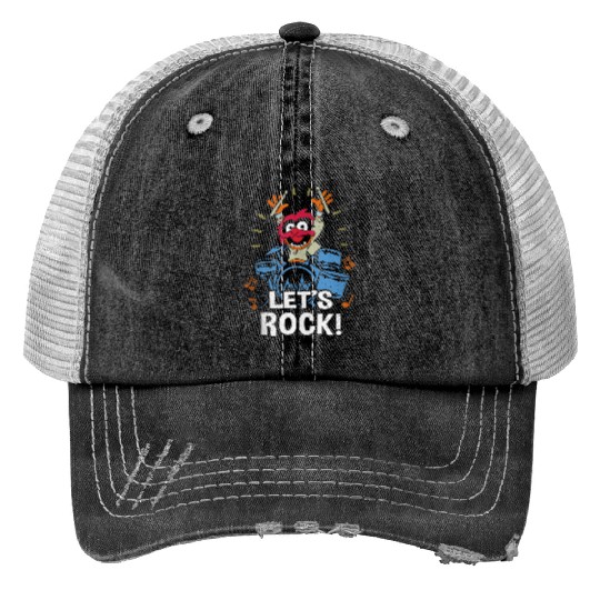 Disneyss The Muppets Animal Let's Rock Drums Distressed Logo Trucker Hats