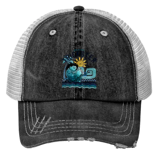 Disney Moana Maui Original Trickster Blue Gradient Portrait Trucker Hats