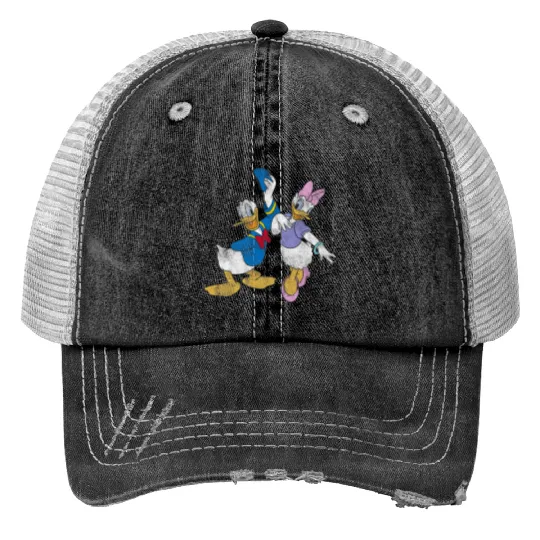 Disney Mickey And Friends Donald And Daisy Distressed Trucker Hats