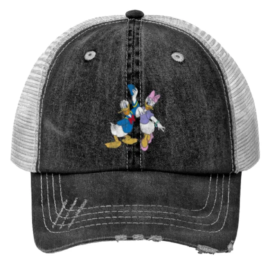 Disney Mickey And Friends Donald And Daisy Distressed Trucker Hats