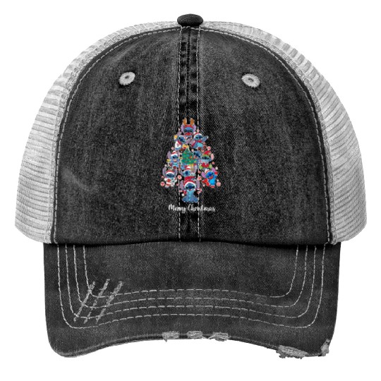 Discover Disney Cute Stitch Christmas Tree Trucker Hats