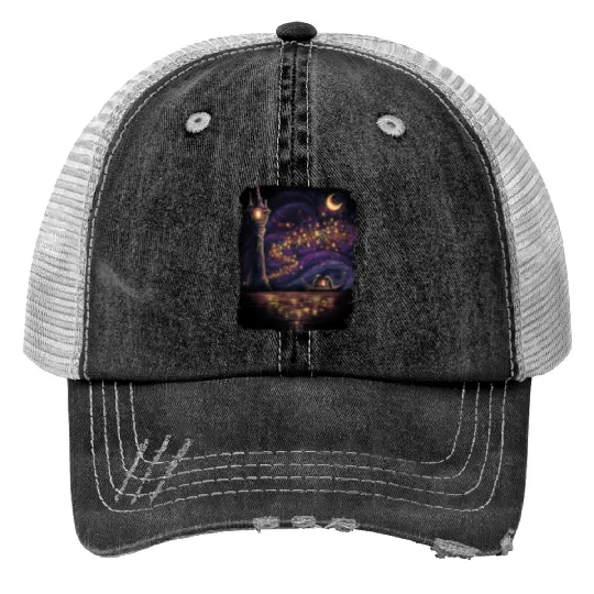 Vintage Tangled Rapunzel  Trucker Hats, Disney Rapunzel Floral Trucker Hats