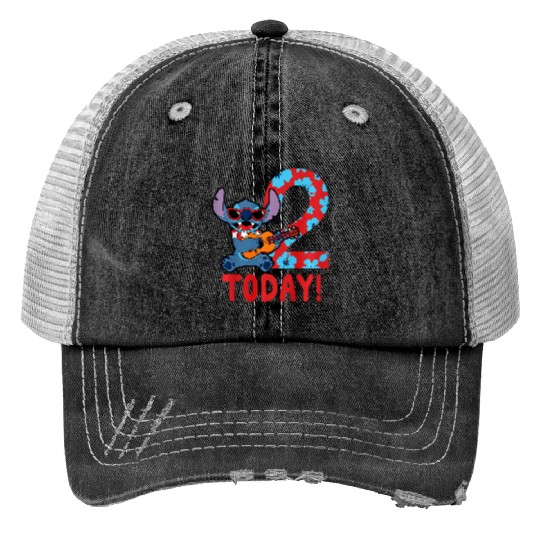 Kids Disney Lilo Stitch Tropical Birthday 2 Years Old Today Trucker Hats