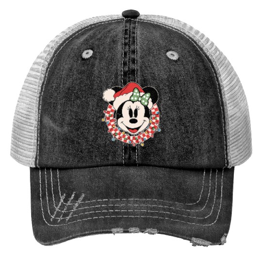 Retro Minnie Christmas Checkered Trucker Hats, Disney Christmas  Trucker Hats, Disney Christmas Lights Trucker Hats, Christmas Party 2024 Trucker Hats