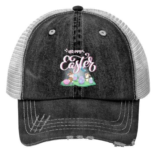 Womens Disney Bambi Happy Easter Thumper Miss Bunny Vintagess Logo VNeck Trucker Hats