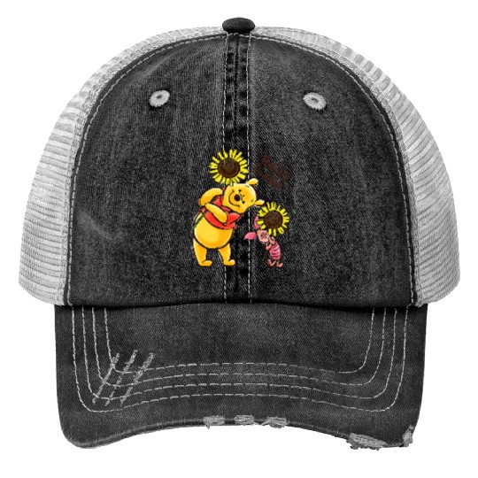 Disney Winnie The Pooh Piglet Hello There! Sunflowers Trucker Hats