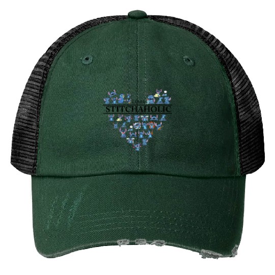 I Am A Stitchaholic Trucker Hats, Cute Stitch Trucker Hats, Funny Stitch Trucker Hats, Disney Trucker Hats
